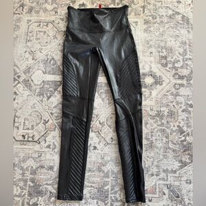 Spanx Faux Leather Moto Leggings, Size Medium